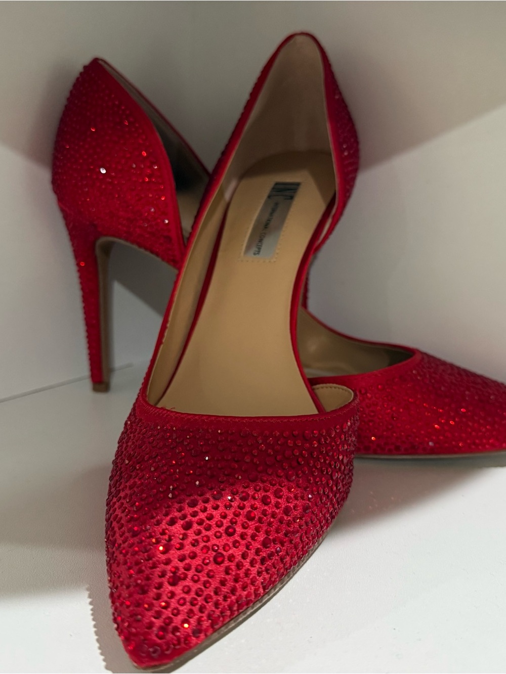 INC International Concepts Red Crystal Pointed-Toe Pumps